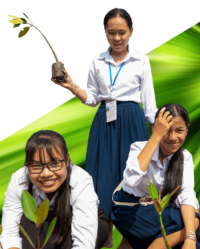 Photo of three women champions students