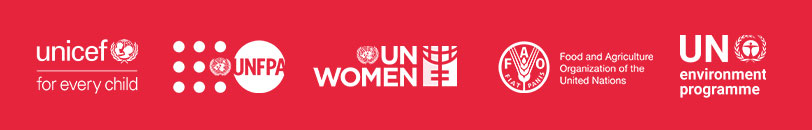 logos of the following organizations: UNICEF, UNFPA, UN Women, FAO, UN Environment Programme