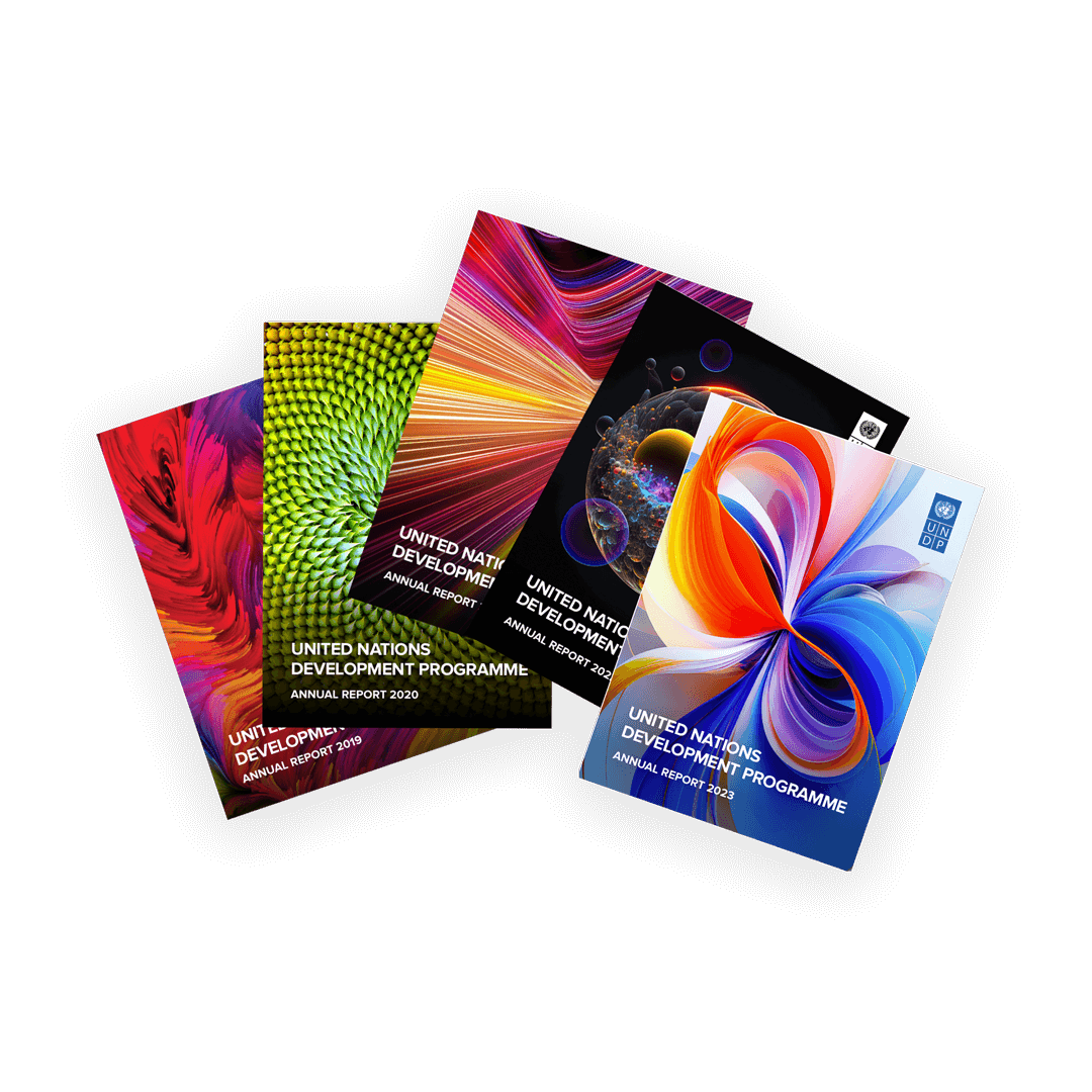 digital mockup of old annual reports