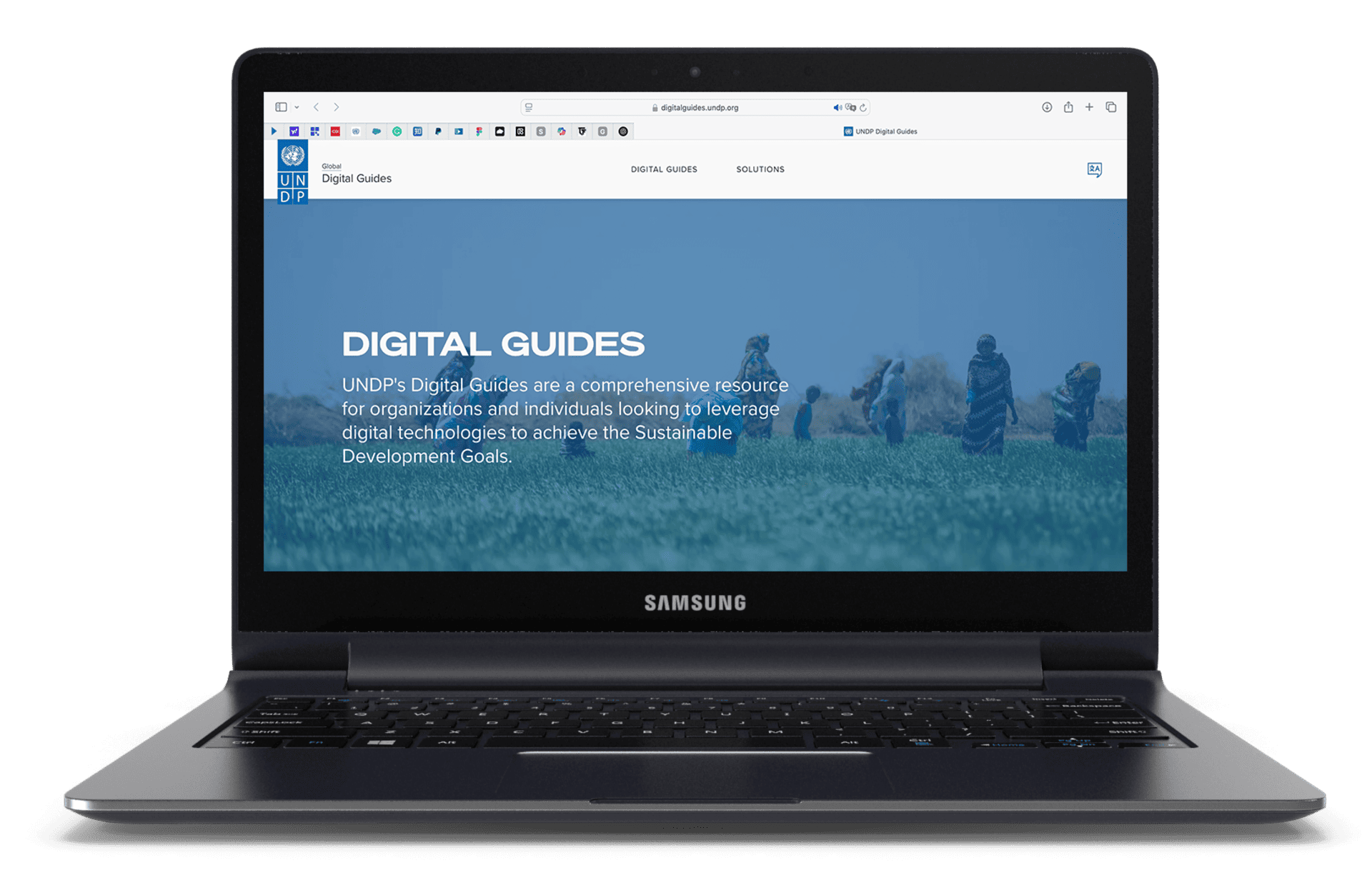 mockup of a laptop with guidelines site