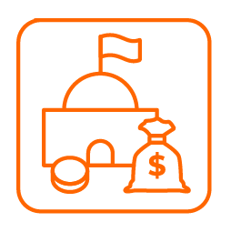 icon with building and money
