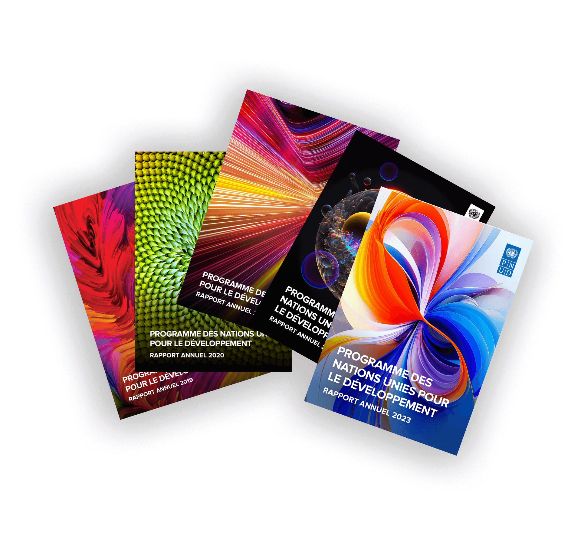 digital mockup of old annual reports