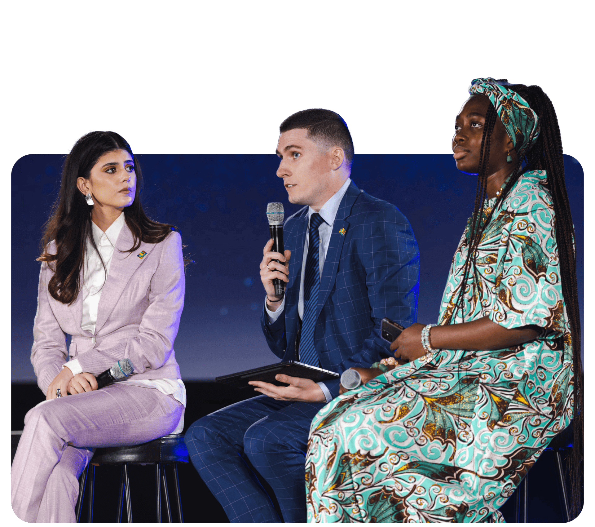 photo of young leaders talking on a panel