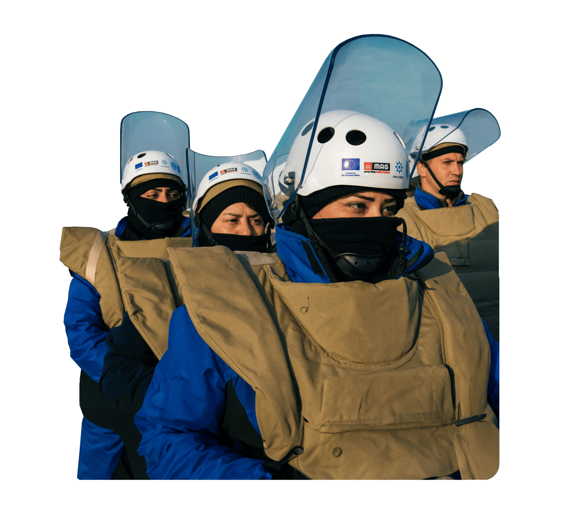 women with helmets and protection gear